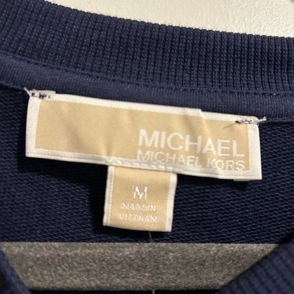 NWT Women Michael Kors Logo Navy Blue Cotton Blend Sweater, Size M - Picture 3 of 6